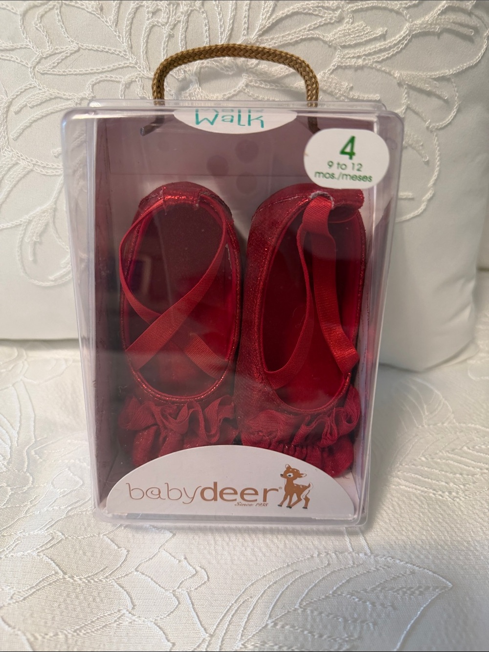 Baby Deer Red Baby Girls' Ballet Booties with Crisscross Straps